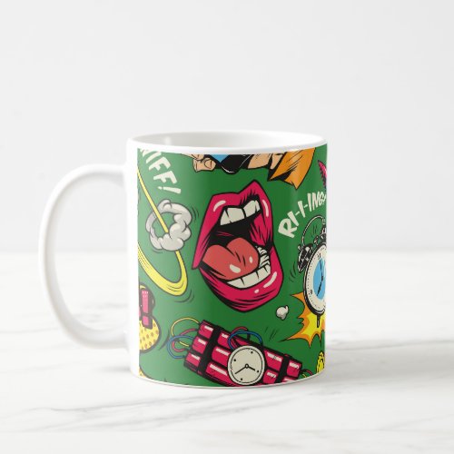 Pop Art Colorful Comic Seamless Coffee Mug