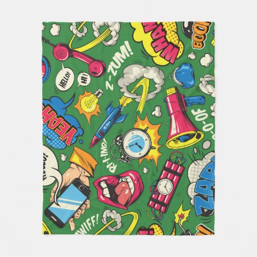 Pop Art Colorful Comic Seamless Fleece Blanket