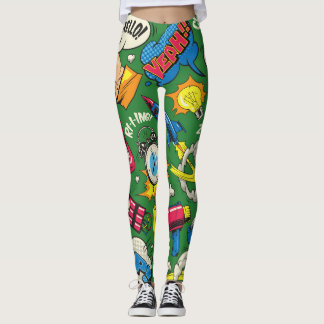 Pop Art: Colorful Comic Seamless Leggings