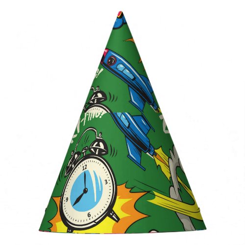 Pop Art Colorful Comic Seamless Party Hat