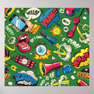 Pop Art: Colorful Comic Seamless Poster