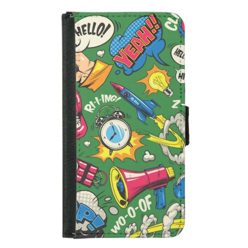 Pop Art Colorful Comic Seamless Samsung Galaxy S5 Wallet Case
