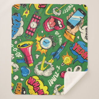 Pop Art: Colorful Comic Seamless Sherpa Blanket