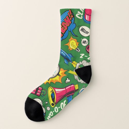 Pop Art Colorful Comic Seamless Socks