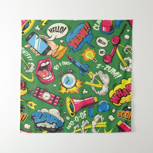 Pop Art Colorful Comic Seamless Tapestry