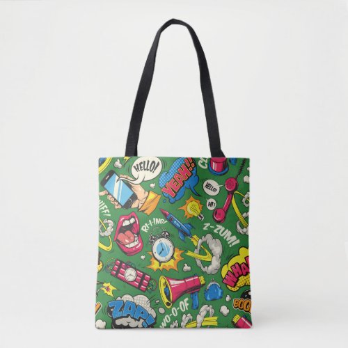 Pop Art Colorful Comic Seamless Tote Bag