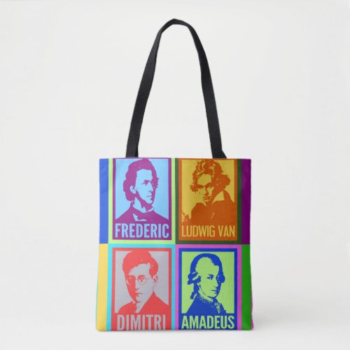 Pop Art Colorful Composers Tote Bag