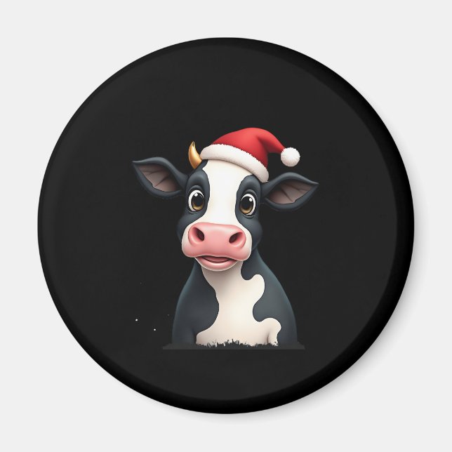 Pop Art Colorful Cow Christmas T-Shirt (1) Magnet (Front)