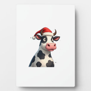Pop Art Colorful Cow Christmas T-Shirt (1) Plaque