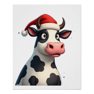 Pop Art Colorful Cow Christmas T-Shirt (1) Poster