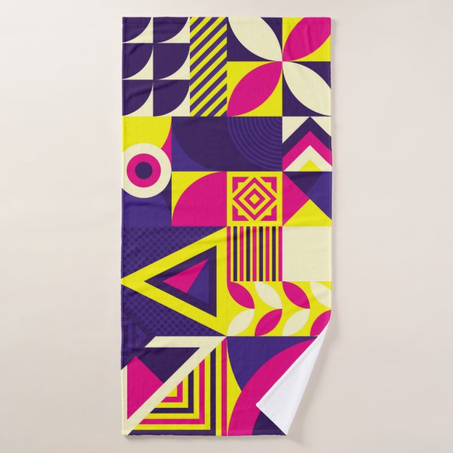 Pop art, colorful geometric shapes. bath towel (Bath Towel)