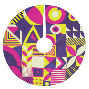 Pop art, colorful geometric shapes. brushed polyester tree skirt