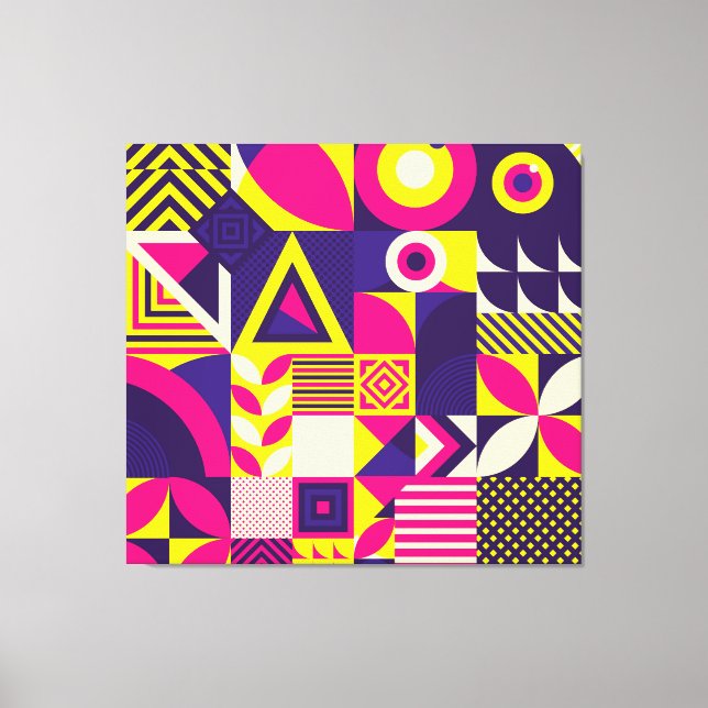 Pop art, colorful geometric shapes. canvas print (Front)