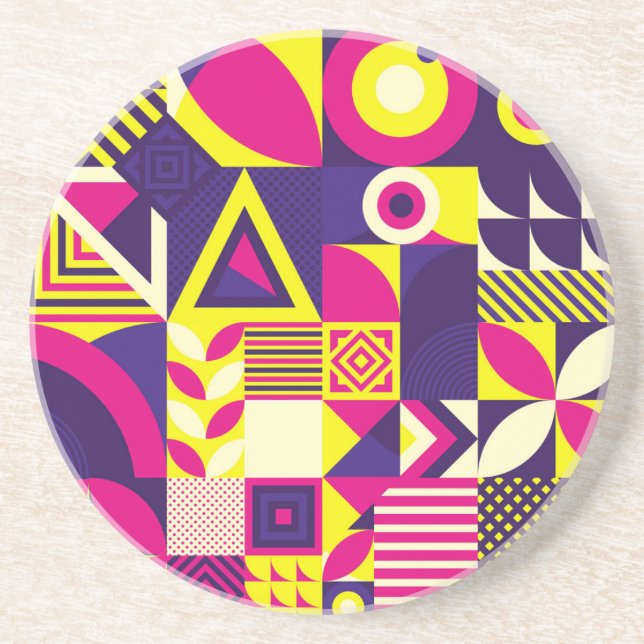 Pop art, colorful geometric shapes. coaster (Front)