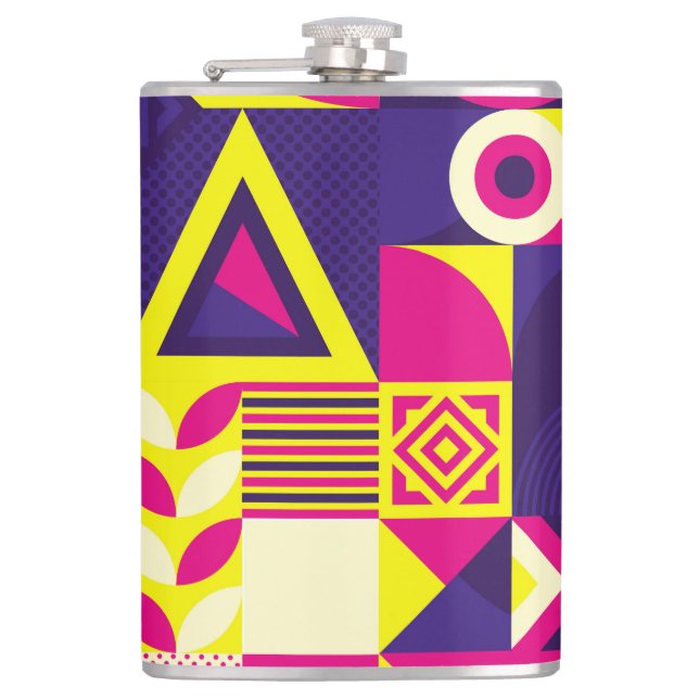 Pop art, colorful geometric shapes. flask (Front)