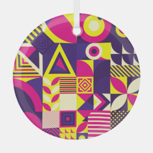 Pop art, colorful geometric shapes. glass ornament