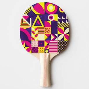 Pop art, colorful geometric shapes. ping pong paddle