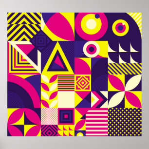 Pop art, colorful geometric shapes. poster