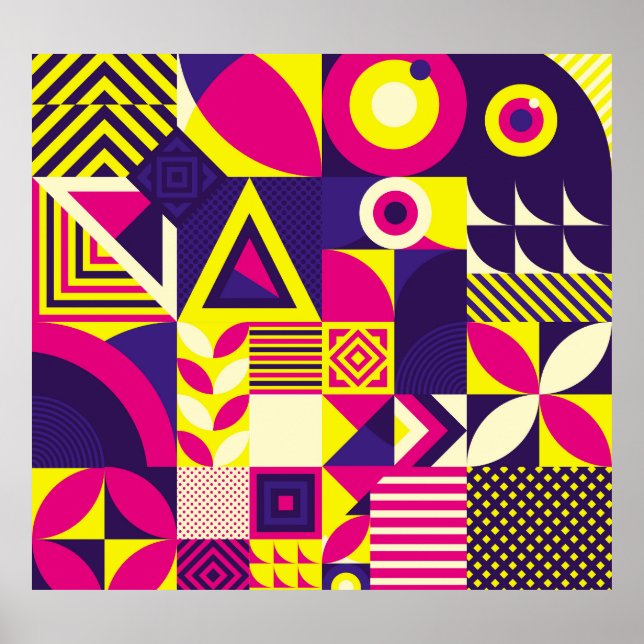 Pop art, colorful geometric shapes. poster (Front)