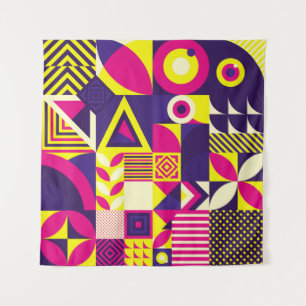 Pop art, colorful geometric shapes. tapestry
