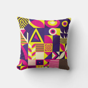 Pop art, colorful geometric shapes. throw pillow