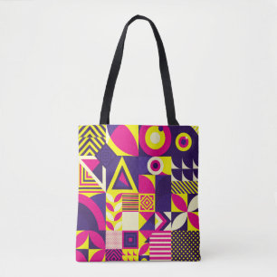 Pop art, colorful geometric shapes. tote bag