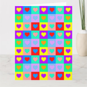 Pop Art Colorful Heart Pattern Card