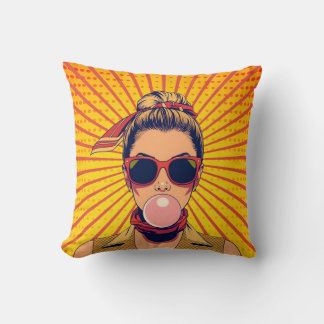 Pop Art Colorful Modern Art Vibrant Throw Pillow