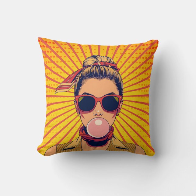 Pop Art Colorful Modern Art Vibrant Throw Pillow (Front)