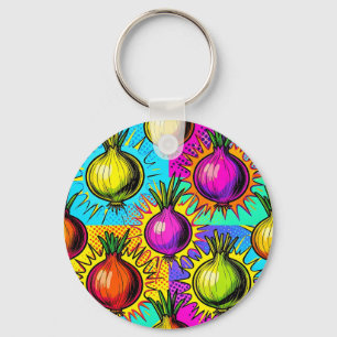 Pop Art Colorful Onions Keychain