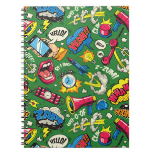 Pop Art Colorful Pattern - Retro Comic Explosion Notebook