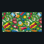 Pop art colorful seamless pattern with comic speec poster<br><div class="desc">Pop art colorful seamless pattern with comic speech bubbles wordings open mouth dynamite phone megaphone alarm clock purse bomb vintage illustration</div>