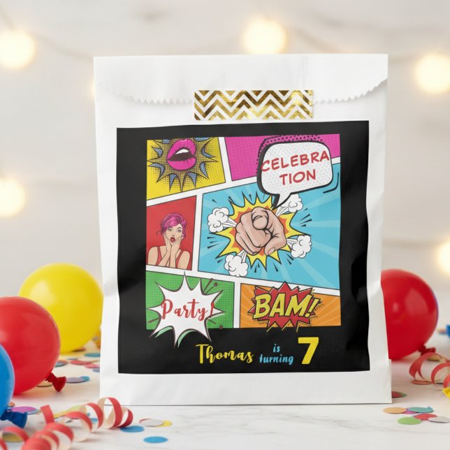Pop art comic birthday favor bag (Creator Uploaded)