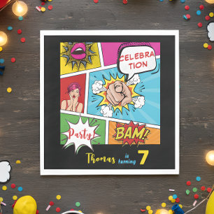 Pop art comic birthday napkins