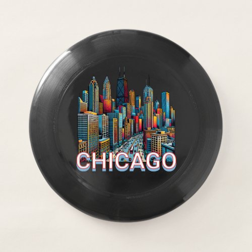 Pop art Comic Book Chicago Illinois Skyline  Wham_O Frisbee