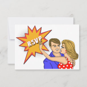 Pop Art Comic Book Cover Wedding Response Card