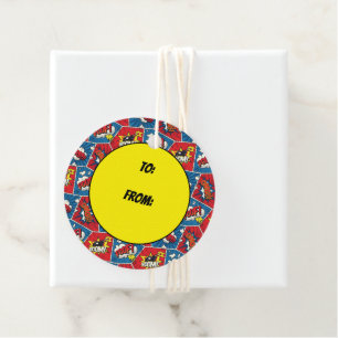 Pop Art Comic Book Panels Favor Tags