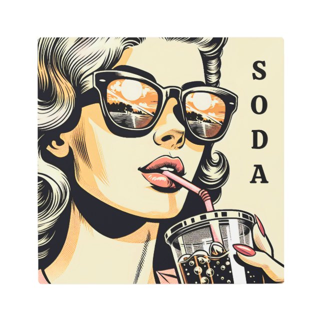 Pop Art Comic Book Pretty Woman Drinking Soda (Front)