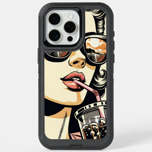 Pop Art Comic Book Pretty Woman Drinking Soda iPhone 15 Pro Max Case