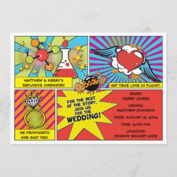 Pop Art Comic Book Wedding Invitation by wasootch at Zazzle