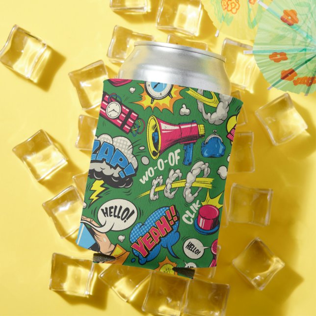 Pop Art Comic Can Cooler – Vibrant Party Fun (In Situ Summer)
