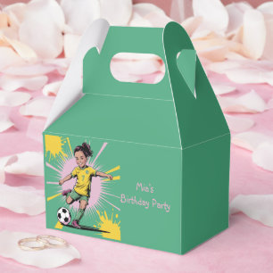 Pop Art Comic Girls Soccer Birthday Party Favor Boxes