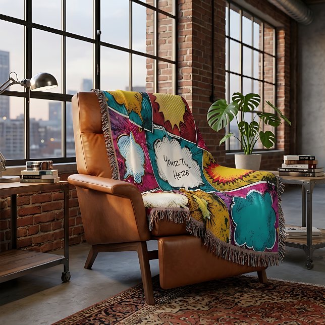 Pop Art Comic Panel Throw Blanket (Creator Uploaded)