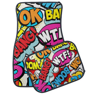 Pop Art Comic: Retro Seamless Pattern Car Floor Mat