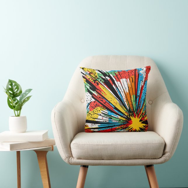 Pop Art Comic Splash Throw Pillow (Chair)