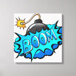 Pop Art Comic Style Bomb Boom! Canvas Print<br><div class="desc">This retro comic style Boom! is perfect for any super hero collector or fan boy. The bright graphics have hard lines & bold coloring.</div>