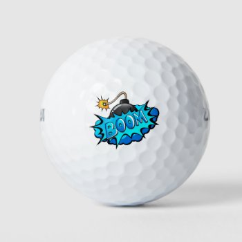 Pop Art Comic Style Bomb Boom! Golf Balls by GroovyFinds at Zazzle