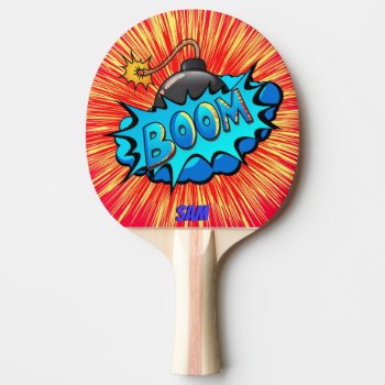 Pop Art Comic Style Bomb Boom! Personalized Ping-pong Paddle by GroovyFinds at Zazzle
