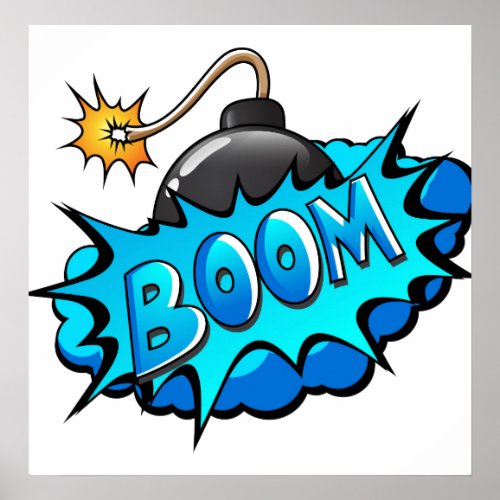 Pop Art Comic Style Bomb Boom Poster