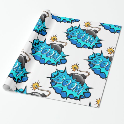 Pop Art Comic Style Bomb Boom Wrapping Paper